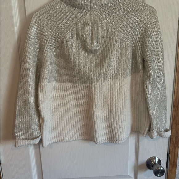 Chico's Silver and Cream Turtleneck Sweater - Picture 4 of 5